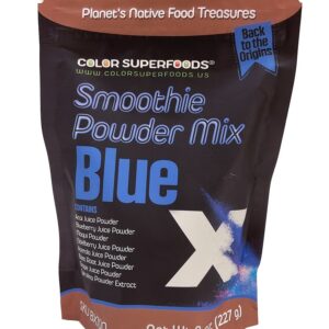 Tienda CLE Color Superfoods - Blue X Smoothie Powder Mix. Bolsa de pie de 8 oz (227 g). Mezcla funcional orgánica, basada en plantas