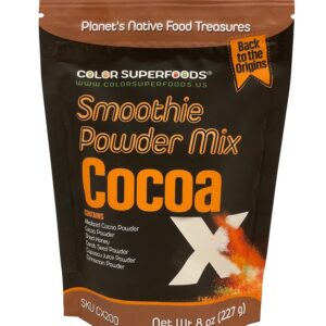 Tienda CLE Color Superfoods - Mezcla de Cacao X Smoothie Powder. Bolsa de pie de 8 oz (227 g). Mezcla funcional orgánica, basada en plantas